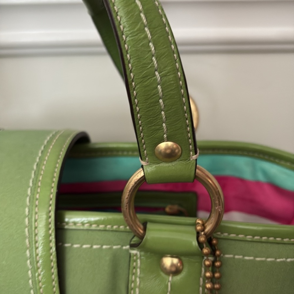 Limited Edition Coach Legacy straw leather handbag large like new condition - Picture 6 of 12